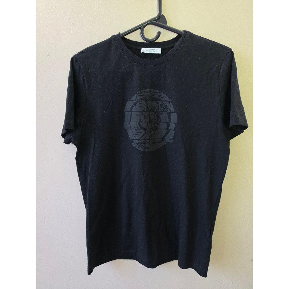 Versace Collection Mens Black Medusa Head Graphic T-Shirt Size Large V800683